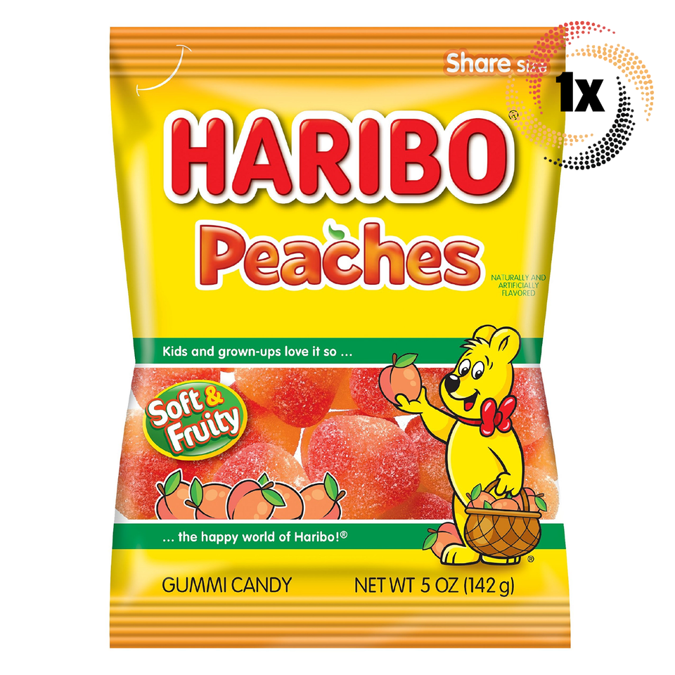 1x Bag Haribo Peaches Soft &amp; Fruity Flavored Fat Free Gummi Candy | 5oz - $10.00