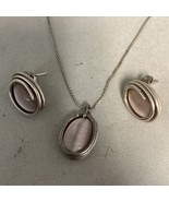 925 Sterling Earrings &amp; Pendant Three Piece Cats Eye Set 19” 925 Necklace - $40.63 CAD