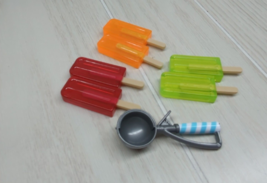 American girl Ice Cream Popsicle Cart 7 accessories lot scoop red green ... - $24.74