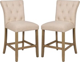 Ball &amp; Cast Counter Height Stool Barstool 24 Inch Seat Height Beige Set Of 2 - £213.42 GBP