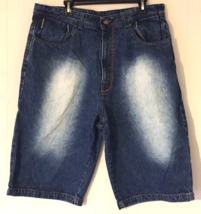 akademiks jean shorts size 38 men 100 % cotton baggy / long - $18.07