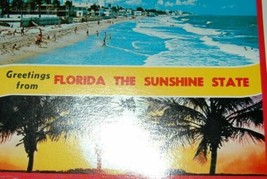 Greetings From The Sunshine State Florida Postcard 13c Stamp Postmark 1980&#39;s - £9.43 GBP