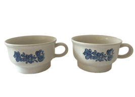 Set of 2 Vintage Pfaltzgraff Yorktowne  Coffee Tea Cups Blue Floral Stoneware - $17.09