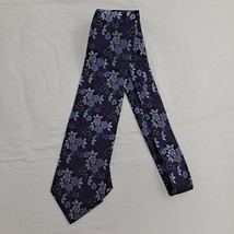Necktie Men&#39;s Tie Purple Floral Black Lavender Flowers 3.5 In - £12.46 GBP
