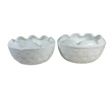 Vtg Lot 2 Indiana Glass Milk Glass Rose Trinket Bowl Quilted Diamond Ashtray  - £21.90 GBP