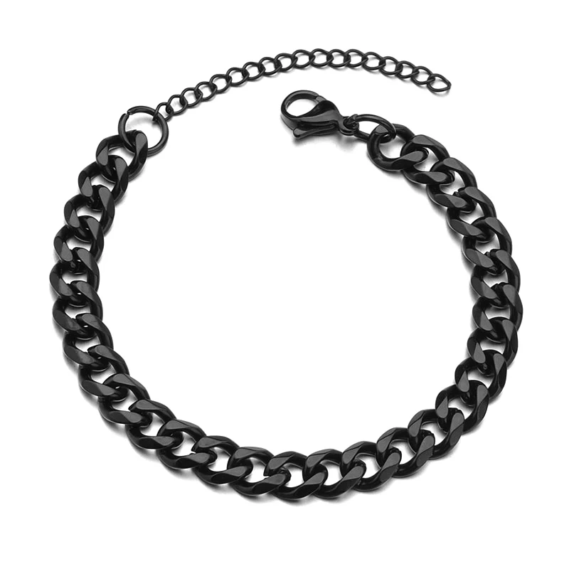High Quality Stainless Steel Bracelets For Men Blank Color Punk Curb Cub... - £14.95 GBP