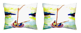 Pair of Betsy Drake Pink Sailboat No Cord Pillows 16 Inch X 20 Inch - £62.63 GBP