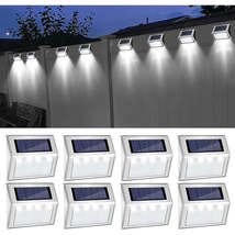 8 Pack Stainless Steel Solar Lights – For Stairs, Pathways and Decks – Cool Whit - £23.69 GBP