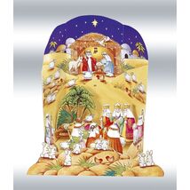 Large Paper Advent Calendar Nativity Scene Pop-Up 3D Christmas Countdown - $19.98