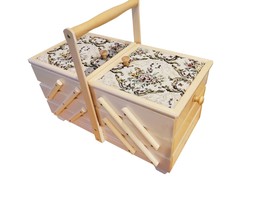 Big wooden box for sewing accessories, natural wood storage box for accesories - £94.42 GBP