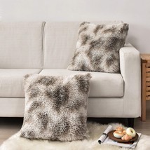 Hao East Double-Sided Faux Fur Throw Pillow Case Cushion Covers 20X20 (B1) - £20.08 GBP