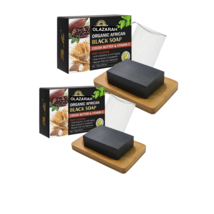 Natural African Black Soap w/Cocoa Bean &amp; Vitamin E, Moisturizing, (2pkts), 2 oz - £11.81 GBP