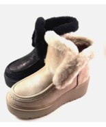 EXE Apresi / CMD23006 Platform Mid Wedge Faux Fur Slip On Bootie Choose ... - $140.13 CAD