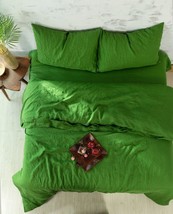 Fern Green Washed Softened Cotton Duvet Cover Cotton Bedding Cotton Quilt Cover - £26.53 GBP+