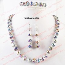 one set Handmade Rainbow Crystal Glass Beads Jewelry Set Necklace,Earring and Br - £18.86 GBP