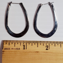 All Solid Sterling 925 Silver Elongated Hoop Pierced Earrings 6.8 Grams No Stone - £27.96 GBP