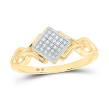 10kt Yellow Gold Womens Round Diamond Offset Square Ring 1/12 Cttw - £220.58 GBP