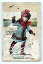 Victorian Trade Card Dannemiller&#39;s Cordova Coffee Winter Snow Child Larg... - £11.06 GBP