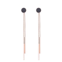 Black Acrylic &amp; 18K Rose Gold-Plated Bar Tassel Drop Earrings - £11.18 GBP