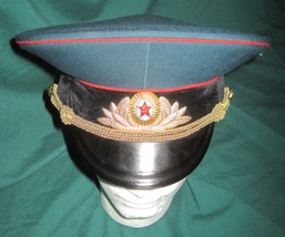 Vintage Soviet Communist Officers Blue Parade Visor Cap Hat USSR Dated 1971 - £58.92 GBP