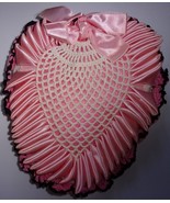 Vintage Victorian Satin Pink Crochet Shaped Bed Throw Pillow - $9.99