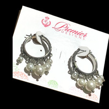 premier designs silver tone faux pearl hoop Earrings - $13.67 CAD