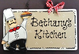 Fat Chef Personalize Kitchen Name Sign Wall Hanger Plaque Cucina Bistro Decor - £25.56 GBP