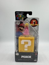 Jakks Pacific Super Mario Bros Movie Peach 1.25 in Figure &amp; Question Block - £8.54 GBP
