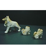 Collie Dog Family Mom 2 Pups Ceramic Porcelain Brown White Collectible F... - £15.01 GBP