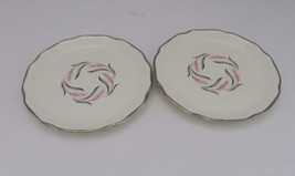 Pink Silver Wheat Sabin Mt Clemons Dessert Plates Silver Trim Lot of Two - £7.88 GBP
