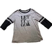 &quot;Let it Go&quot; Elsa Gray Raglan Shirt Sz Large Disney Parks - £11.49 GBP