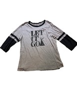 &quot;Let it Go&quot; Elsa Gray Raglan Shirt Sz Large Disney Parks - $273.69 MXN