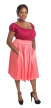 Dressy Pink Full Flare Skirt w Pockets, Elastic Waist -Sz S to 3X -Hey Viv Retro - £17.90 GBP