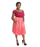 Dressy Pink Full Flare Skirt w Pockets, Elastic Waist -Sz S to 3X -Hey V... - £17.90 GBP