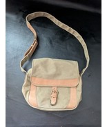 Vintage Ll Haricot Beige Toile Boucle Cuir Bandoulière Sac 11 x 3 x 9 - $40.53