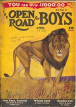 Open Road For Boys 4/1938-Joel Stolper lion cover-comic art-Pre WWII-G - £35.20 GBP