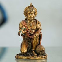India at Your Doorstep Sitting Lord Hanuman Giving Blessings Bronze Sculpture Lo - £115.63 GBP