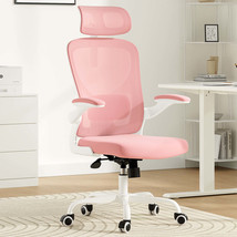 Ergonomic Home Office Chair with Headrest &amp; Lumbar Support - White/Pink - $106.99