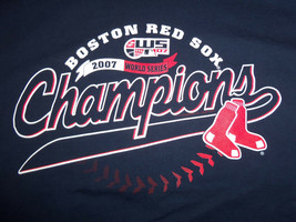 MLB Boston Red Sox 2007 Champions Baseball Team Navy Blue T Shirt L - £13.71 GBP