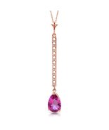 Galaxy Gold GG, 14K Solid Rose Gold, Natural Pink Topaz Pendant Necklace... - $856.79