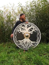 Medieval Yggdrasil Viking Shield Traditional Norse Battle Shield Fr Role Cosplay - £151.95 GBP