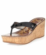 Sam Edelman faux croc print Romy black cork wedge thong Sandals Women&#39;s ... - $32.15 CAD
