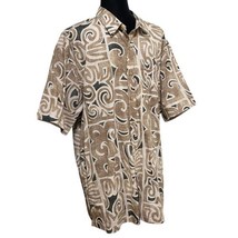 Cooke Street Hawaiian Shirt Brown Green Reverse Print Aloha Size Large - £29.02 GBP
