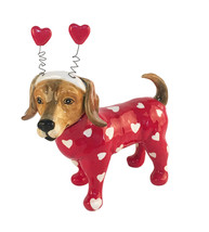 Dachshund Dog in PJs 20377 Heart Valentine&#39;s Ceramic Figurine 8.5&quot; H Blue Sky - £34.91 GBP