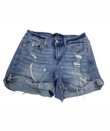 Judy Blue Mid Rise Cuffed Blue Denim Shorts JB1550 Womens Size S Distressed - $38.02 CAD
