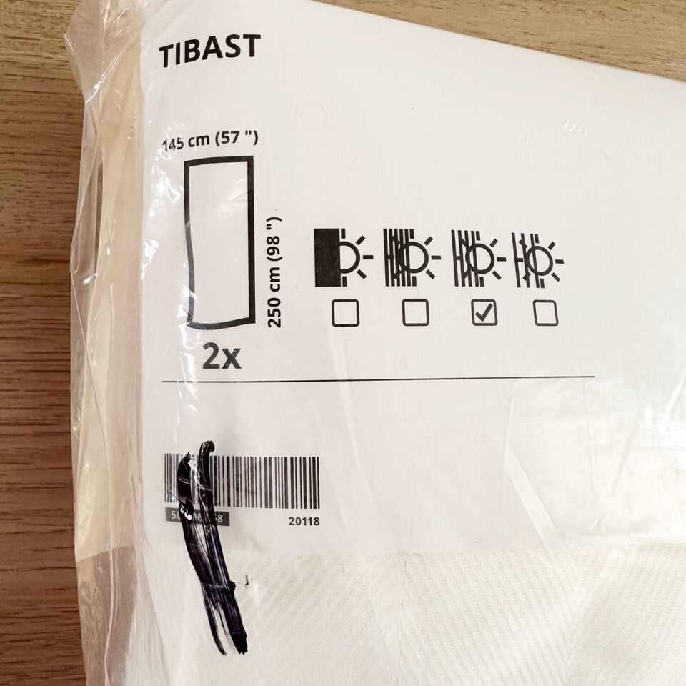 Primary image for Ikea TIBAST Curtains 2 Panels (1 pair) 57" x 98" 100% Cotton Chevron White - NEW