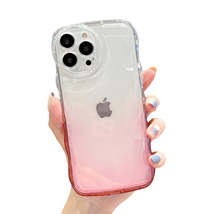 Anymob iPhone Pink Gradient Clear Curly Wave Case Shockproof Transparent Silicon - £19.50 GBP