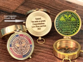 Personalized Gift For Boy Scouts/Eagle Scouts - Boy Scout Oath Brass Compass - £19.21 GBP