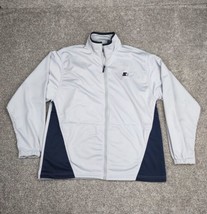 Vtg Starter Jacket Men Medium Gray Blue Track Jacket Windbreaker 90&#39;s Preppy - £13.30 GBP