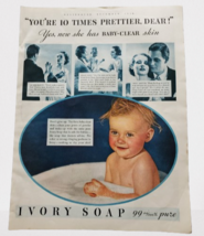 Ivory Soap For Baby Clear Skin 10 Times Prettier Vintage Print Ad 1934 - £11.02 GBP